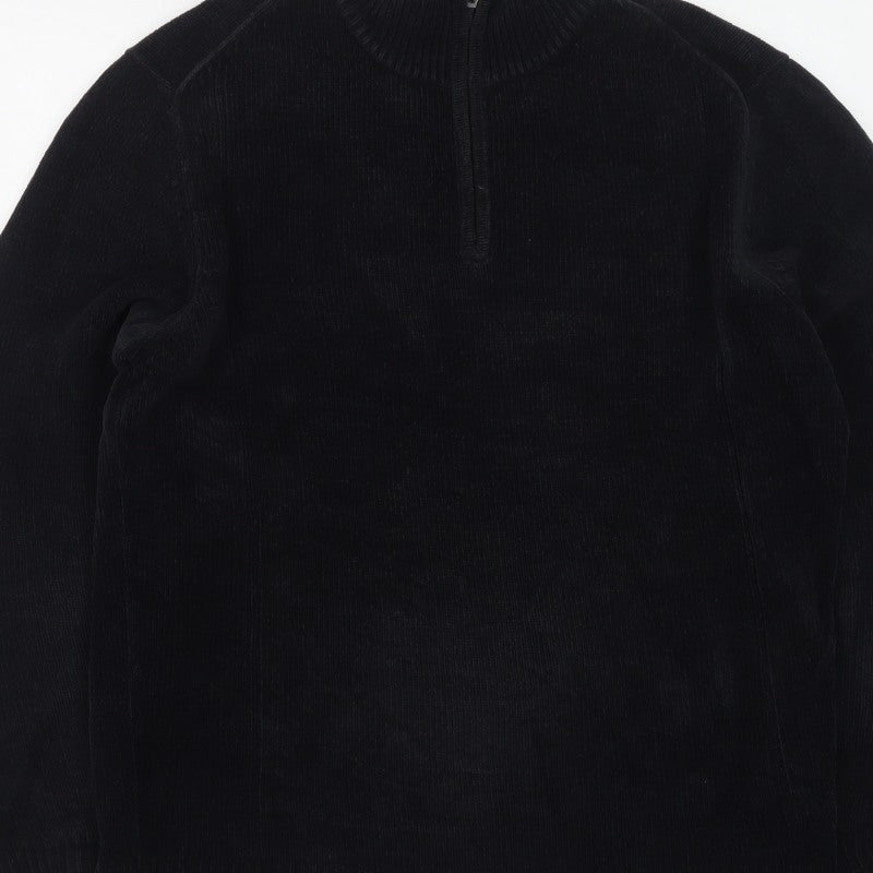 Boys of Europe Men's Black L 1/2 Zip Chunky Knit Jumper