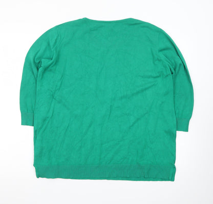 Capsule Women's Green Plus Size 20/22 Knit Scoop Neck Pullover Jumper