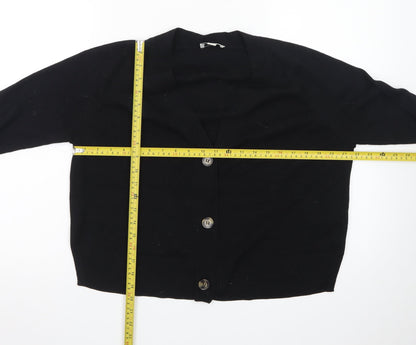 Whistles Women's Black Cotton Knit Cardigan Size S