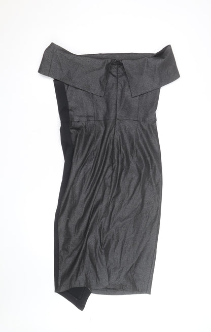 Coast Women's Black Off Shoulder Colourblock Bodycon Dress Size 12