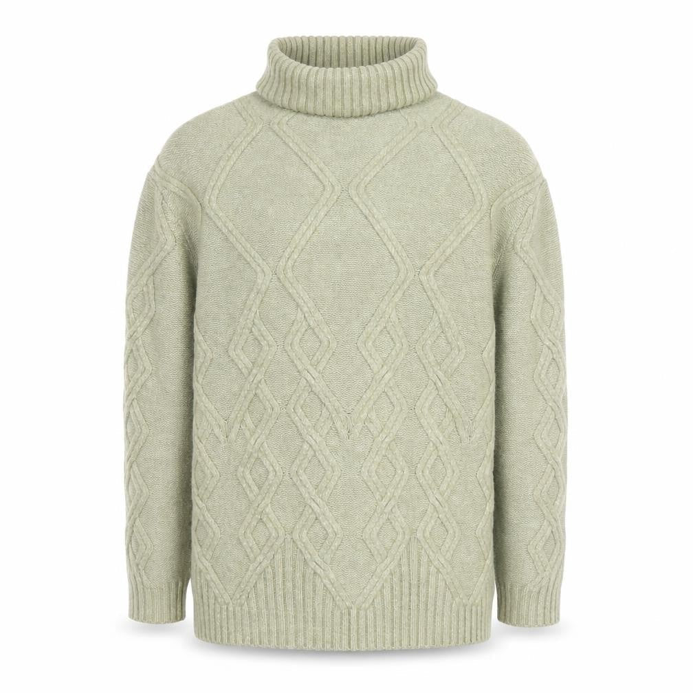 Marks and Spencer Men's Green Cable-Knit Roll Neck Jumper M