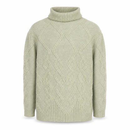 Marks and Spencer Men's Green Cable-Knit Roll Neck Jumper M