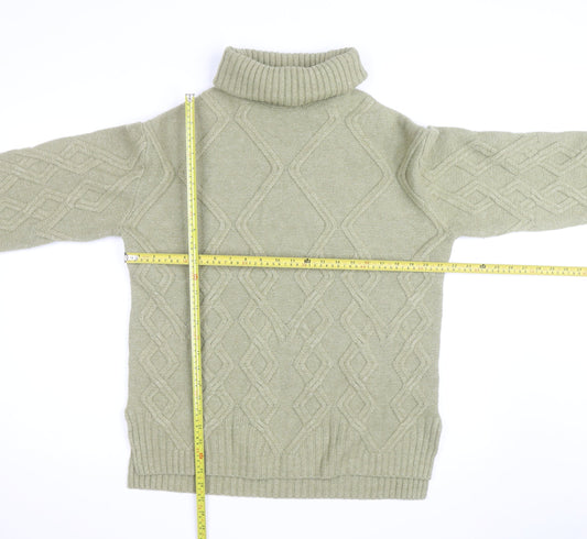 Marks and Spencer Men's Green Cable-Knit Roll Neck Jumper M