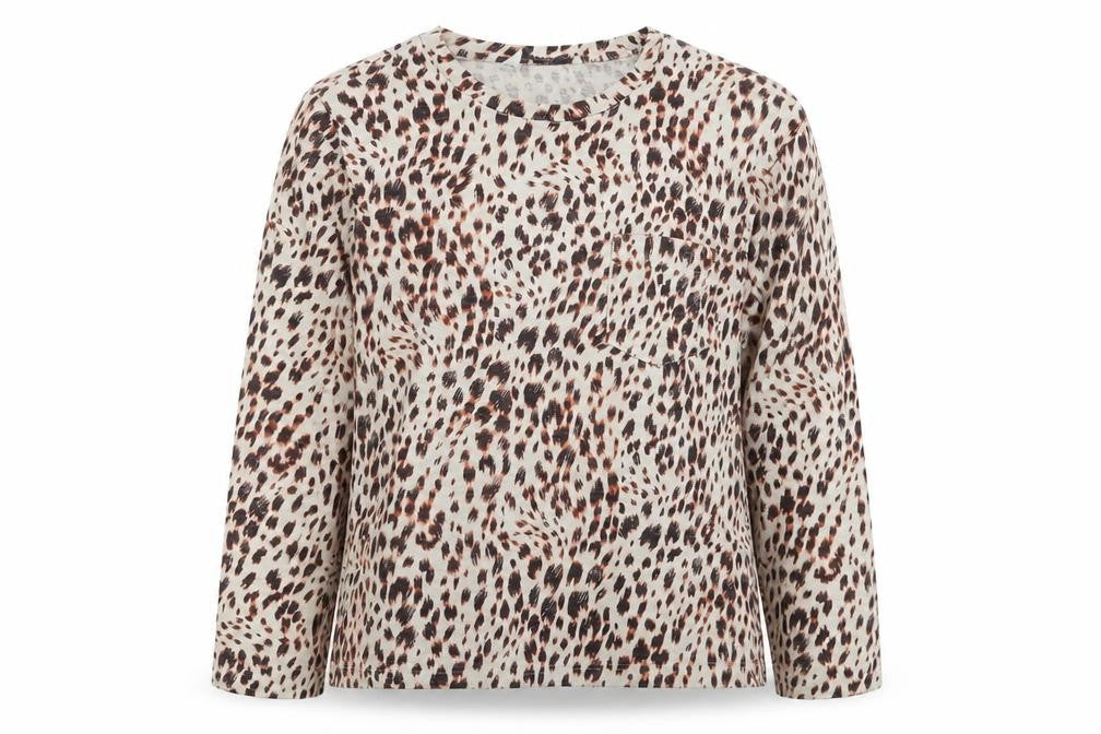 Marks & Spencer Women’s Multicolour Leopard Print Long Sleeve Cotton Modal T-Shirt Size 14