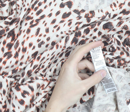 Marks and Spencer Women’s Multicolour Leopard Print Long Sleeve Cotton Modal T-Shirt Size 14