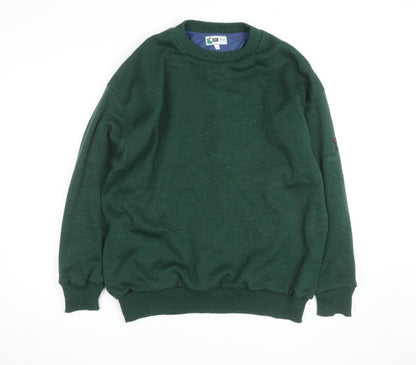 Pro Style Men’s Green Lined Wool Blend Golf Jumper L