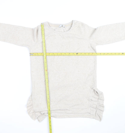 Next Women Beige Beaded Crew Neck Knit Jumper Size 8