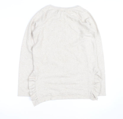 Next Women Beige Beaded Crew Neck Knit Jumper Size 8