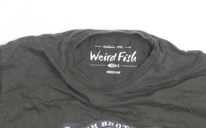 Weird Fish Men's Green Peaky Flounders Graphic Cotton T-Shirt Size M