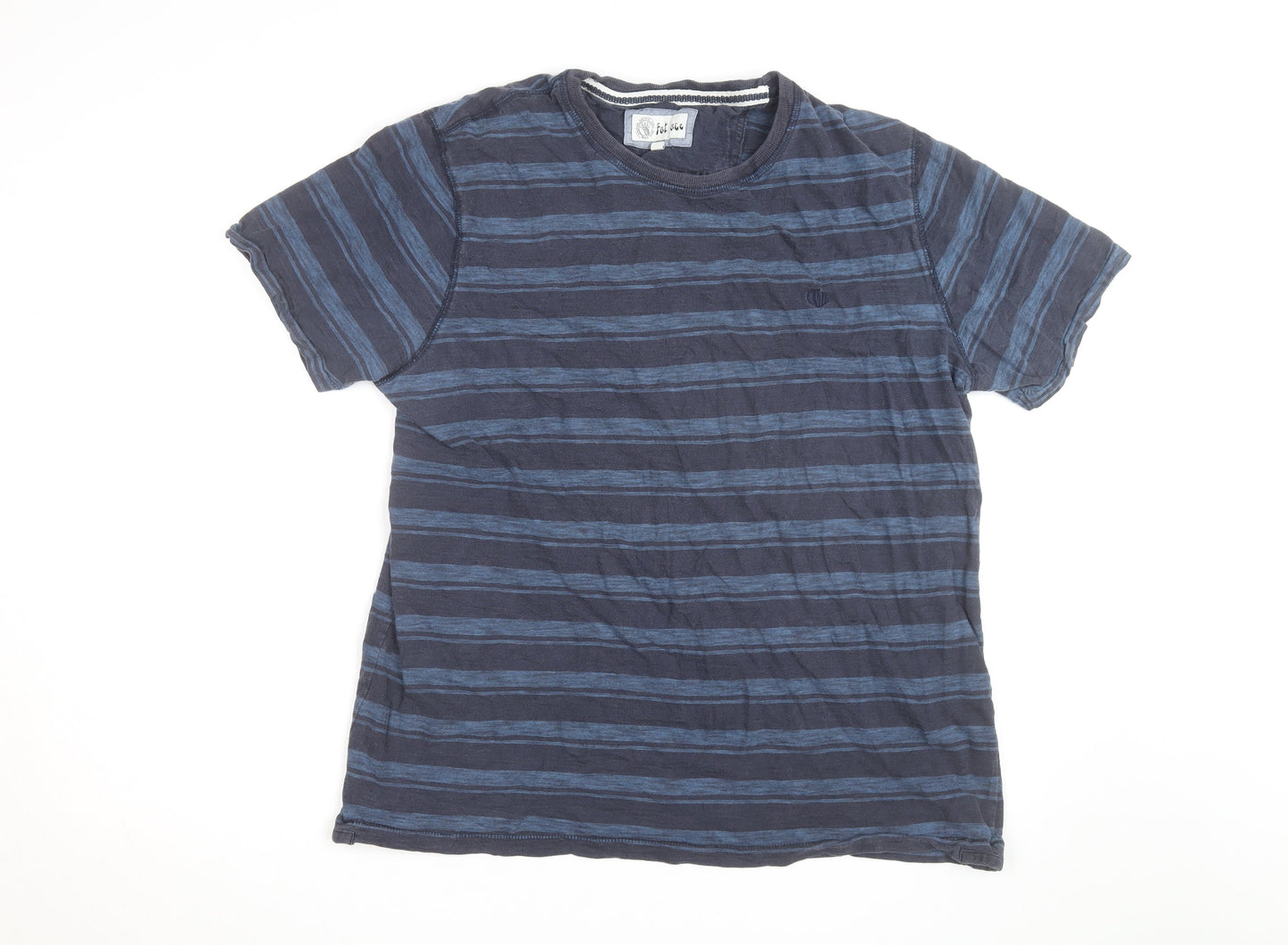 Fat Face Men's Blue Striped Cotton Crew Neck T-Shirt XL