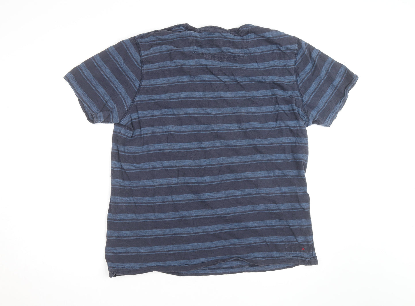 Fat Face Men's Blue Striped Cotton Crew Neck T-Shirt XL