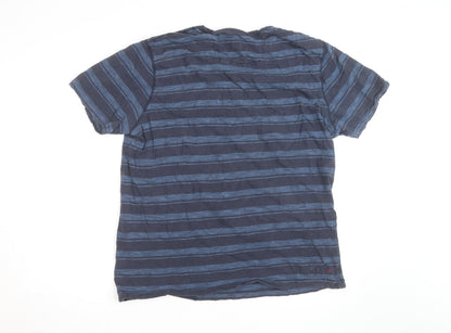 Fat Face Men's Blue Striped Cotton Crew Neck T-Shirt XL