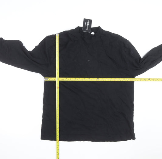 Collusion Men's Black Long Sleeve Mock Neck Jersey Top Size L
