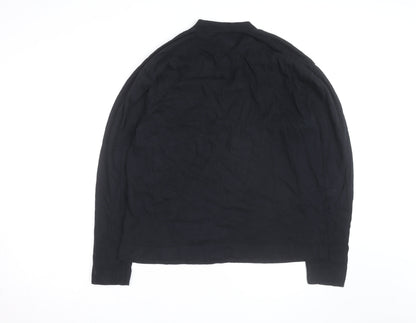 Collusion Men's Black Long Sleeve Mock Neck Jersey Top Size L