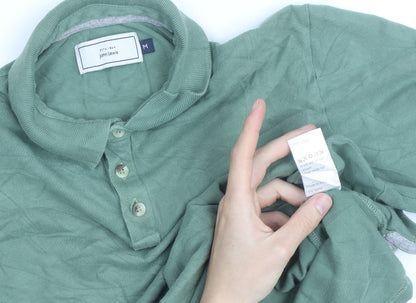John Lewis Men's Green Cotton Short Sleeve Polo Shirt M