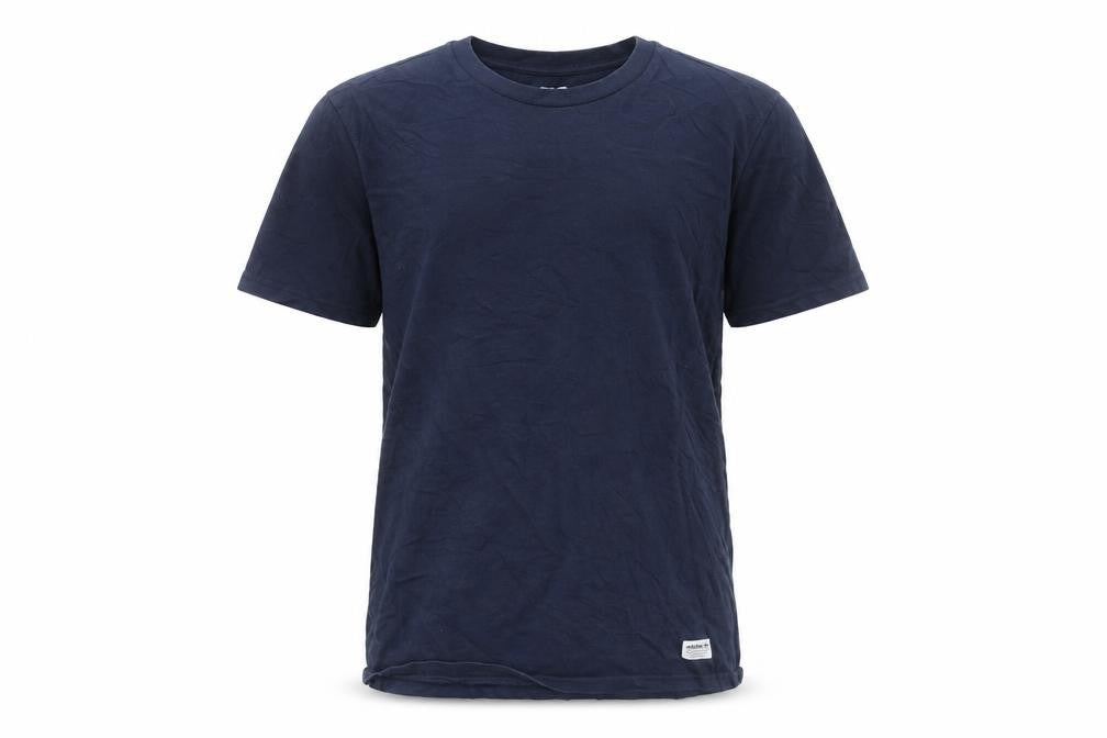 Front view of Adidas Men's Navy Blue Short Sleeve Crew Neck Cotton T-Shirt, size L