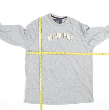Abercrombie & Fitch Men's Grey 2XL Long Sleeve Crew Neck Top