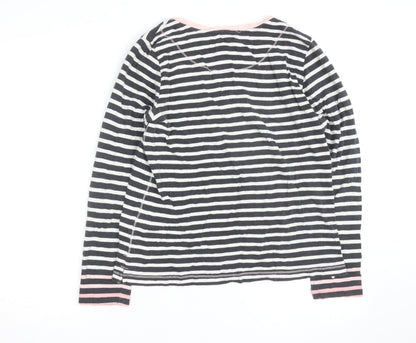 White Stuff Women's Multicoloured Striped Cotton Long Sleeve T-Shirt UK 14