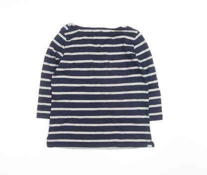 Jigsaw Women’s Blue Striped Boat Neck 3/4 Sleeve Cotton T-Shirt L