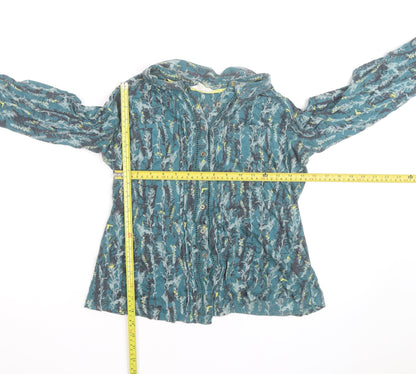 White Stuff Women's Blue Floral Cotton Tunic Blouse UK 10