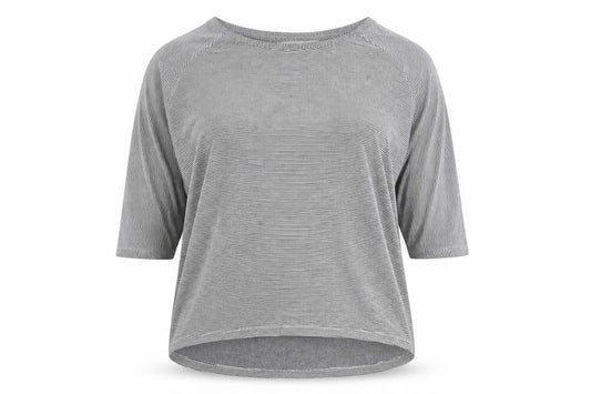 Christian Siriano Women Grey Striped Cotton Pullover Jumper M