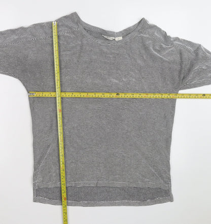 Christian Siriano Women Grey Striped Cotton Pullover Jumper M