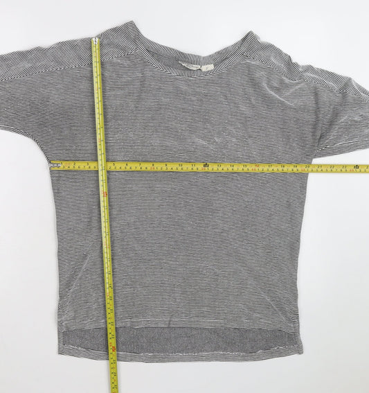 Christian Siriano Women Grey Striped Cotton Pullover Jumper M
