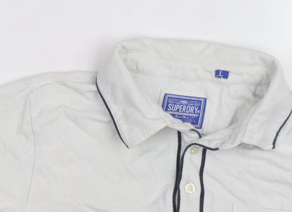 Superdry Men's White Regular Fit Polo Shirt Size L