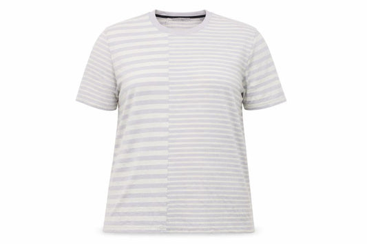 Ted Baker Women Grey Striped Cotton Crew Neck T-Shirt Size L