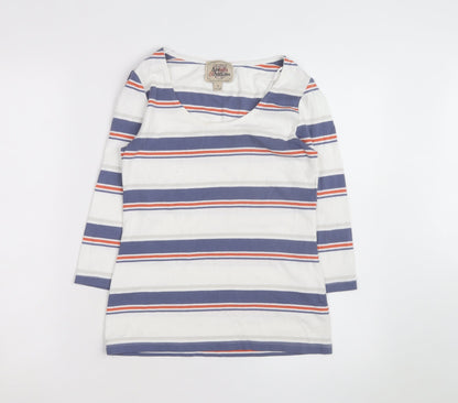 Arabella and Addison Womens Multicoloured Striped 3/4 Sleeve Cotton Top Size 12