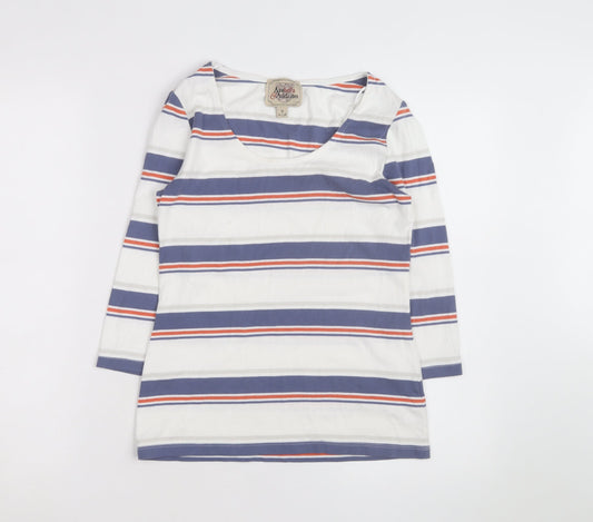 Arabella and Addison Womens Multicoloured Striped 3/4 Sleeve Cotton Top Size 12