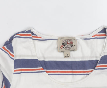Arabella and Addison Womens Multicoloured Striped 3/4 Sleeve Cotton Top Size 12