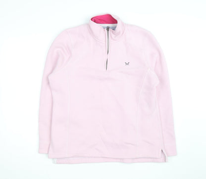 Crew Clothing Women Pink 1/2 Zip Pullover Sweatshirt Size 16 Cotton Blend