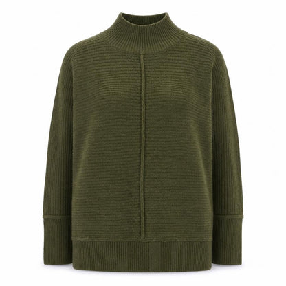 Alice Collins Women's Green Mock Neck Knit Pullover Jumper Size 14