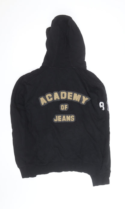 Armani Jeans Men's Black Full Zip Hoodie L Embroidered Logo Design