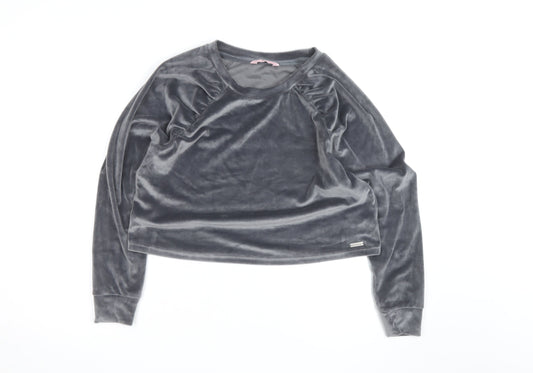 Boux Avenue Women’s Grey Velvet Pullover Jumper UK 12 Long Sleeve