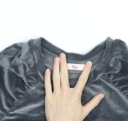 Boux Avenue Women’s Grey Velvet Pullover Jumper UK 12 Long Sleeve