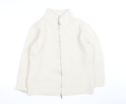 Next Men’s Ivory Chunky Knit Full Zip Wool Blend Jumper M