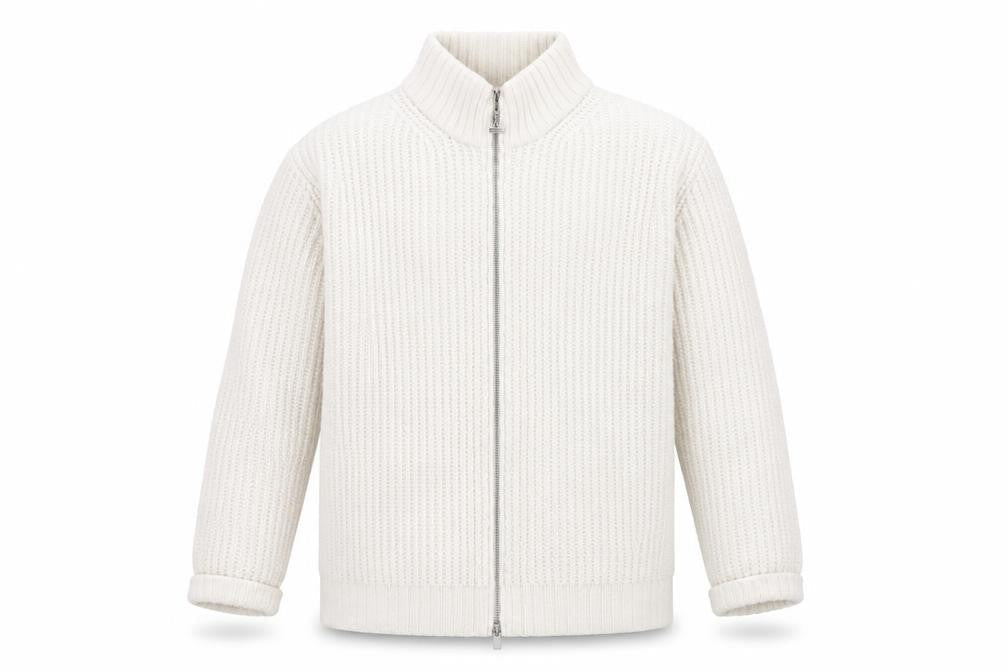 Next Men’s Ivory Chunky Knit Full Zip Wool Blend Jumper M