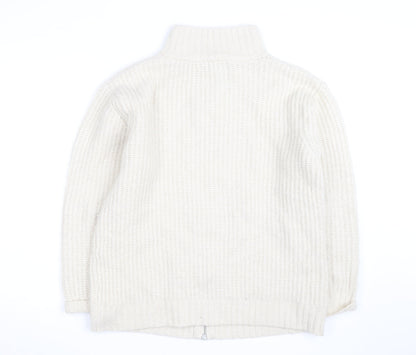 Next Men’s Ivory Chunky Knit Full Zip Wool Blend Jumper M