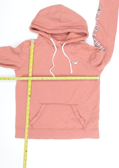 Hollister Men’s Pink Pullover Hoodie S Regular Fit Logo Fleece