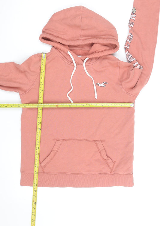 Hollister Men’s Pink Pullover Hoodie S Regular Fit Logo Fleece
