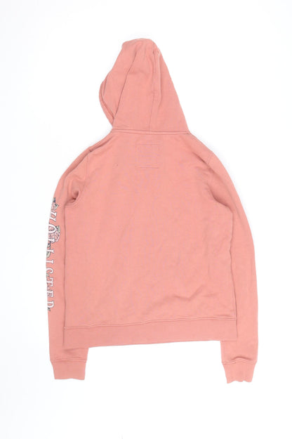 Hollister Men’s Pink Pullover Hoodie S Regular Fit Logo Fleece