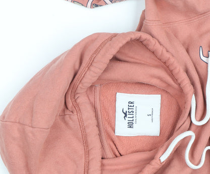 Hollister Men’s Pink Pullover Hoodie S Regular Fit Logo Fleece