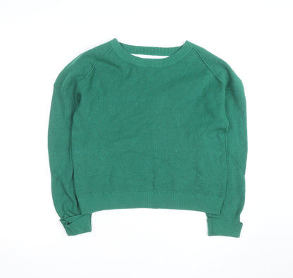Oliver Bonas Women Green Knit Cotton Blend Crew Neck Jumper M