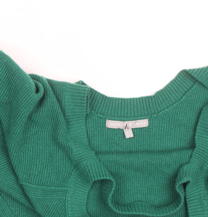 Oliver Bonas Women Green Knit Cotton Blend Crew Neck Jumper M