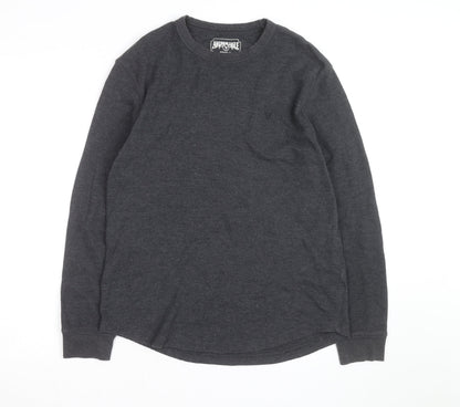 American Eagle Men Grey Waffle Knit Pullover Jumper M