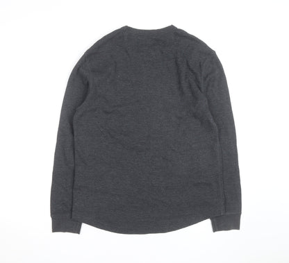 American Eagle Men Grey Waffle Knit Pullover Jumper M