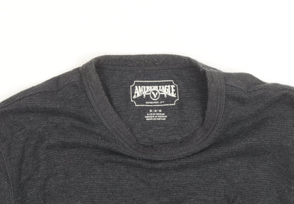 American Eagle Men Grey Waffle Knit Pullover Jumper M