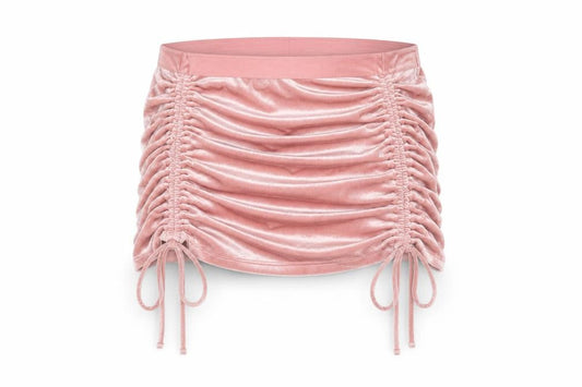 H&M Divided Women’s Pink Velvet Mini Skirt Size L Ruched Drawstring